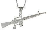 Sterling Silver 7/16 (11 mm) Small Diamond Cut M-16 Rifle Pendant