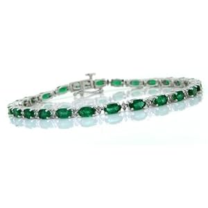 Buy 5.99Ct Emerald and Diamond Bracelet in 14kt White Gold by Mytreasurez