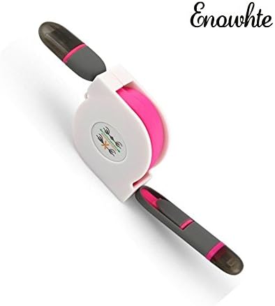 Enowhte 1pcs Retractable Dual USB to Micro USB and Lightning Adapter Charger Data Cable Lightning to USB Sync Charging Cable for Android Samsung S4 S5 S6 iPhone 5/5s 6/6 plus Ipad (Pink)