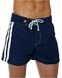 AC Stripe Swim Trunks, Navy, Size 36