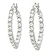 Sterling Silver CZ Lined Pointed Hoop Earrings title=