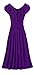 Peach Couture Gypsy Boho Cap Sleeves Smocked Waist Tiered Renaissance Maxi Dress Purple, Large