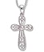 Antique Beaded Style Diamond (.05 ctw) Cross Pendant in White Gold