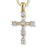 Baguette Diamond (.40 ctw) Cross Pendant in 14k Yellow Gold