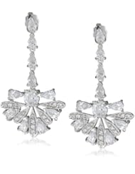 CZ by Kenneth Jay Lane "Special Occasion" 12 Cttw Clear Hanging Lotus Post Earrings