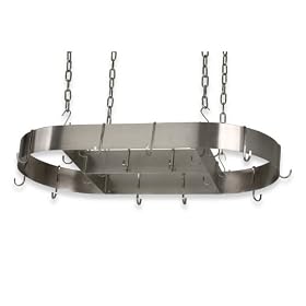 Royce Lighting RF42/BS Home Accents 33 Inch Metal Pot Rack Brushed Steel with Bonus Trivet