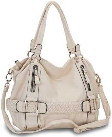 MG Collection Weave Pattern Belt Accent Soft Hobo Shoulder Bag