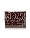 Giorgio Fedon 1919 Spiga - Women's Dark Brown Croc Stamped Calfskin Wallet