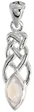 Sterling Silver Celtic Pendant, w/ Marquise Cut Natural Moonstone, 1 1/8" (29mm) tall