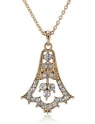 Downton Abbey "Gilded Age Carded" Gold-Tone Edwardian Bell Drop Pave Crystal Accents Pendant Necklace, 16"