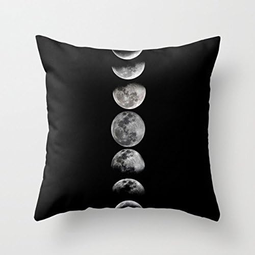 Polly Mercedes Custom Cotton Polyester Phases Moon Black Soft Glossy Throw Pillow Case Pillowcase Cover 16 X16 Pillowcase (two Side)
