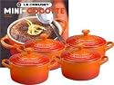 Le Creuset Set of 4 Mini Cocottes with Cookbook, Flame