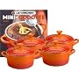 Le Creuset Set of 4 Mini Cocottes with Cookbook, Flame
