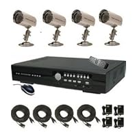 CIB R401H60W500G8753 4CH Security Surveillance DVR Four CCD Bullet Cameras KI...