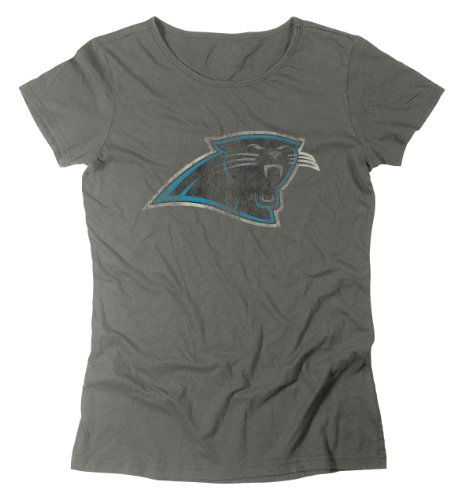 NFL Women's Carolina Panthers Bigger Logo Retro Tee (Dark Grey Heathered, XX-Large)