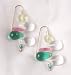 Jewelry : Green, Clear and Pink Mali Glass Earrings