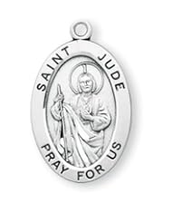 St. Jude Pendant Oval Sterling Silver with Chain