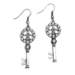 Silvertone Clear Crystal Fleur De Lis Key Drop Earrings
