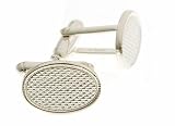 Sterling silver handmade oval engraved cufflinks with presentation box. Made in England.