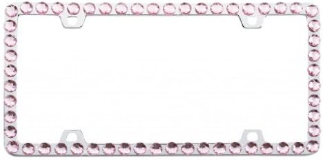 Car Candy 112-ACLP Large Light Pink Crystal Bling License Plate Frame