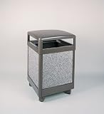 Howard Aspen 48 gallon Steel/Stone Panel Hinged Top Architectual Bronze with Glacier Gray Stone Panels Waste Receptacle R48HT-6000PL