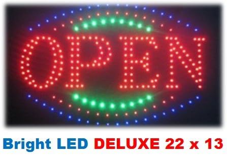 Multicolored LED Inviting OPEN BIG Animated Bright Led Neon Business Motion Light Sign. On/off with Chain 22*13*1 Large Blt208