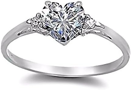 Cassie: 0.81ct Heart-cut Ice on Fire CZ Promise Friendship Engagement Ring 925 Silver, 3135 sz 6.0