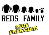 10.5" x 4.5" Reds Baseball Family Vinyl Sticker Decal [Die-cut, White] + with Free Baseball Pencil