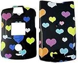 Color Hearts on Black - Motorola RAZR V3 V3c V3m Hard Case - Protective Faceplate Cover