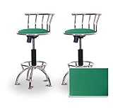 2 24"-29" Everglade Green Vinyl Seat Chrome Adjustable Specialty / Custom B ....