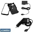 Solid Black Rubberized Snap-On Hard Crystal Cover Case + Rapid Car Charger + Home Travel Charger for AT&T Samsung Eternity SGH-A867 Cell Phone