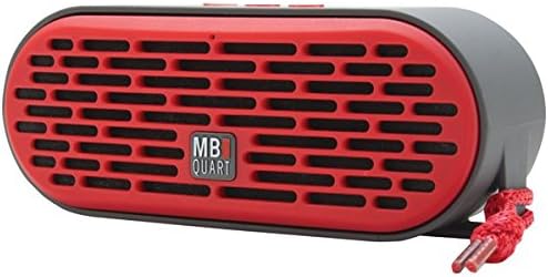 MB Quart QUB3.10301 Dual-Driver Bluetooth(R) Speaker with Passive Radiator (Gray Body &amp; Red Grille) PET2