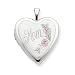 14K 20mm White Gold Enamel Flowers Mom Heart Locket