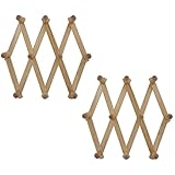 Junipers Heavy-Duty Expandable Wooden Hat Mug Coat Office Wall Rack, Pack of 2 (HT980)