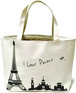 Lupangs Eco Friendly Multipurpose 13 Inch Fashion Tote Bag with Zipper, Eiffel Tower