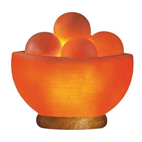 Click here to buy Ionic Crystal Hand-Carved Himalayan Salt Bowl Lamp with Massage Balls by WBM.