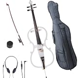 Cecilio CECO-1WH Full Size 4/4 Ebony Electric Silent Pearl White Cello w/ Pickup in Style 1
