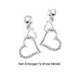 10K.White Gold Genuine Diamond Hearts Dangle Earrings