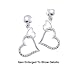 10K.White Gold Genuine Diamond Hearts Dangle Earrings