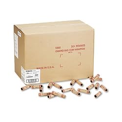 MMF IndustriesTM Preformed Tubular Coin Wrappers, Pennies, $.50, 1,000 Wrappers per Box
