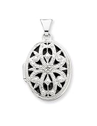 14k White Gold 21mm Oval w/Diamond Vintage Locket