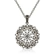 Antique Rhodium Plated French Victorian Pendant Necklace- 16 IN + 2 IN