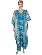 Resort Wear Womens Elephant Print Satin Crepe Caftan Kaftan Sky Blue Evening Dress