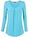 Laksmi Women's Ruched Casual T Shirt Top, Long Sleeve Scoop Neck