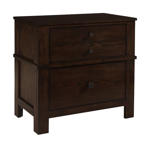 Night Stand with Two Drawers in Antique Walnut Finish Night Stand with Two Drawers in Antique Walnut Finish