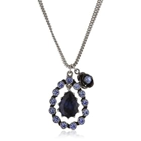 Betsey Johnson December Iconic Blue Crystal Pendant Necklace