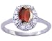 14K Yellow or White Gold Diamond and Oval Gemstone Engagement Ring-Garnet-full, half sizes from 5-8.5
