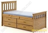 Verona Design Antique pine Finish Ferrara Childrens Short Captains Bed 30" with 4 Drawers Frame only