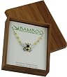 Sterling Silver & Swarovski Crystal Cloisonne Enamel Honeybee Pendant Necklace in Genuine Bamboo Gift Box
