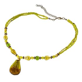 Emerald Colored Pendant Necklace Indian glass beads